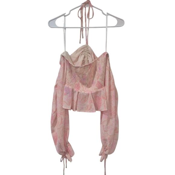 Tularosa Women's Cream & Pink Poly Georgette Top NEW - Picture 7 of 15